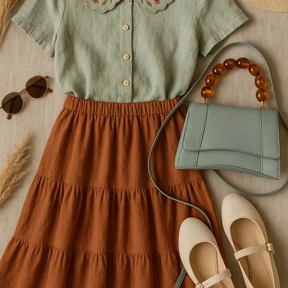 Elegant blue vegan leather (PU) Handbag with Amber Handle - Picture 6 of 7